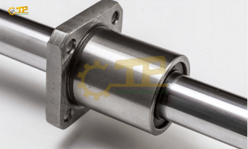 Con trượt tròn mặt bích vuông LMKUU gắn trên thanh ty trượt tròn mạ Chrome