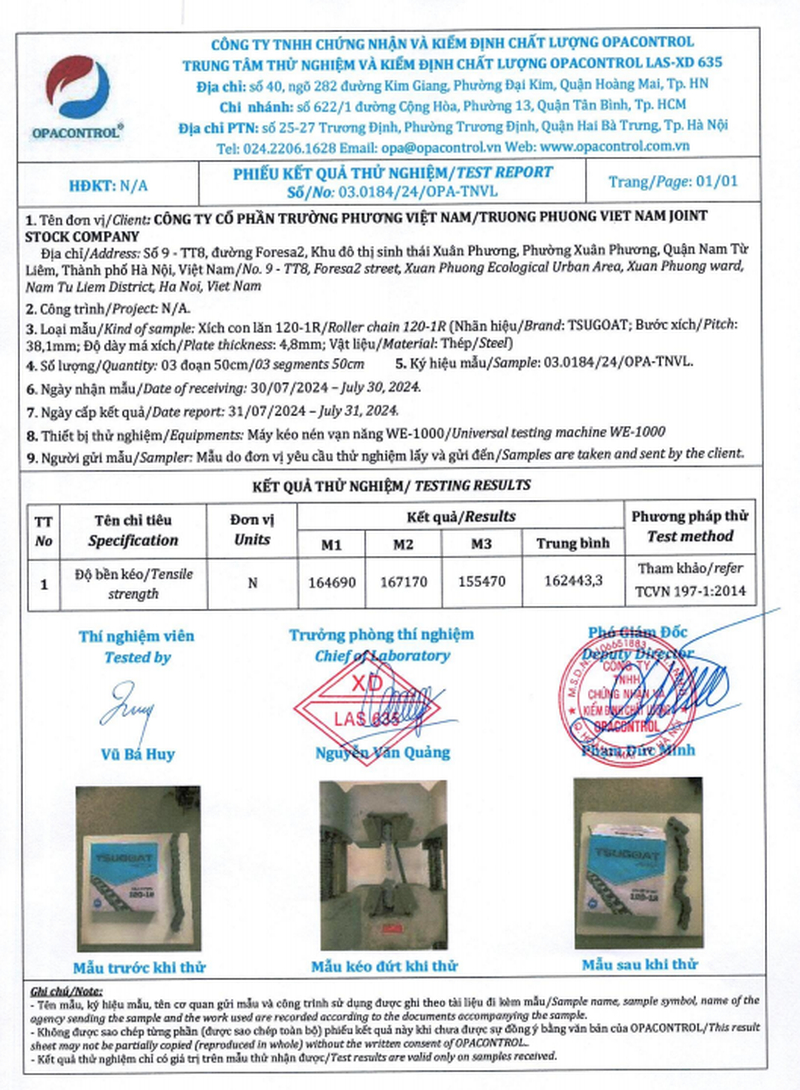 Xích 120-1R hiệu TSUGOAT vận hành ổn định và bền bỉ trong nhiều môi trường tải nặng công nghiệp